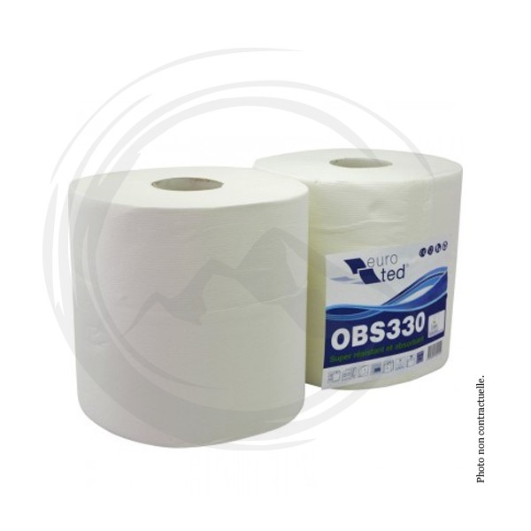 P01482 - Bobine ouate gaufrée blanche 1000F X2 Ecolabel