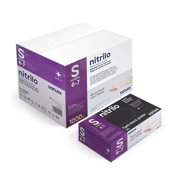 P01622 - Gant Nitrile Noir non poudré 4,5gr GD21N Taille S(6-7)