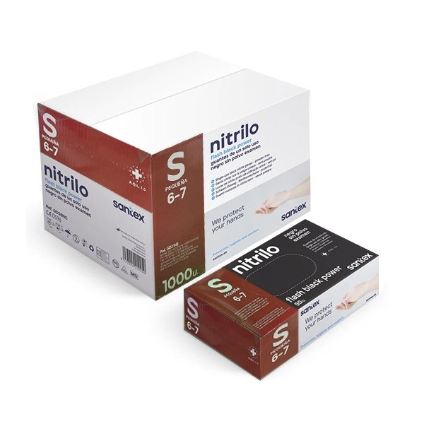 P01931 - Gant Nitrile Noir non poudré 6gr GD23 Taille S(6-7)