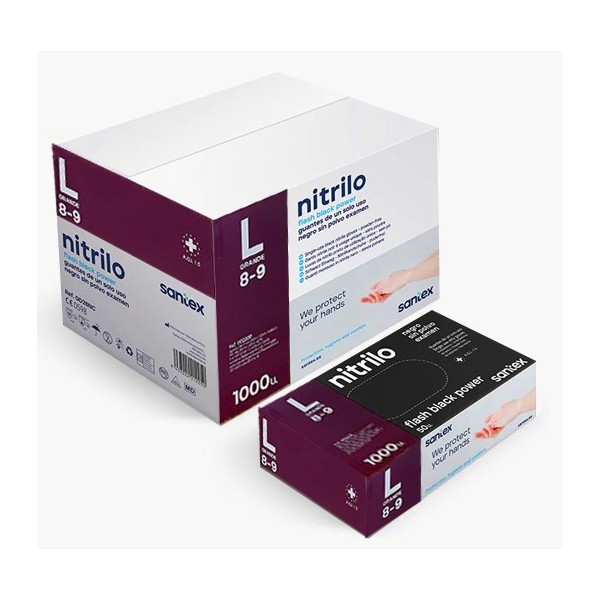 P01933 - Gant Nitrile Noir non poudré 6gr GD23 Taille L(8-9)