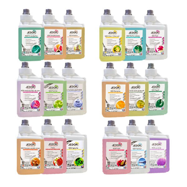Pack Désinfectant 3D Intégral 18 parfums JEDOR 1Lx18 (Flacon doseur)